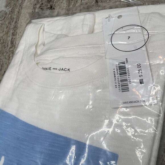 Janie & Jack, Hawaii Screenprint Soft 100% Cotton T-shirt Summer 25, Youth 7 - Picture 5 of 7